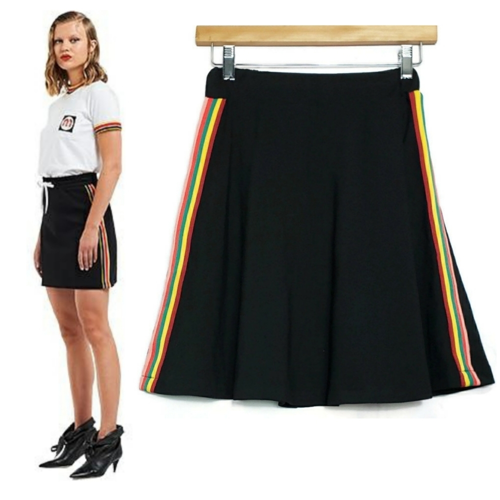 Skirt Florencia Black Striped Rainbow Medium STRETCH